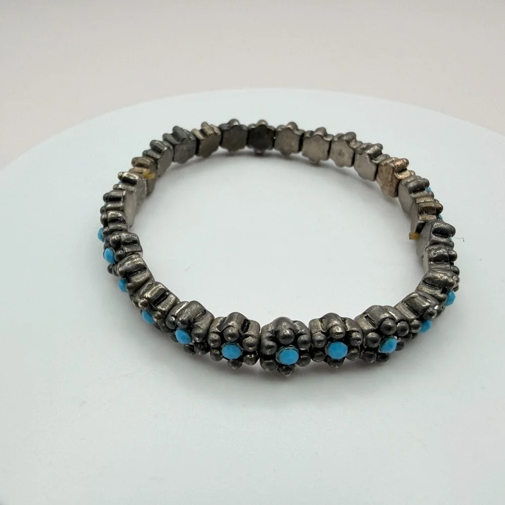 Vintage Y2K Blue Beaded Stretch‎ Bracelet Boho Women's Classic Fashion Jewelry